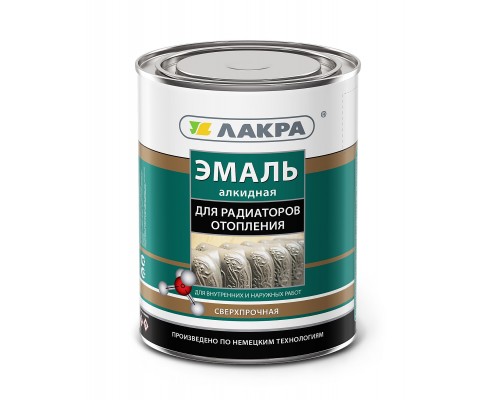 Эмаль алкидная д/радиаторов п/мат. 0,9кг Лакра