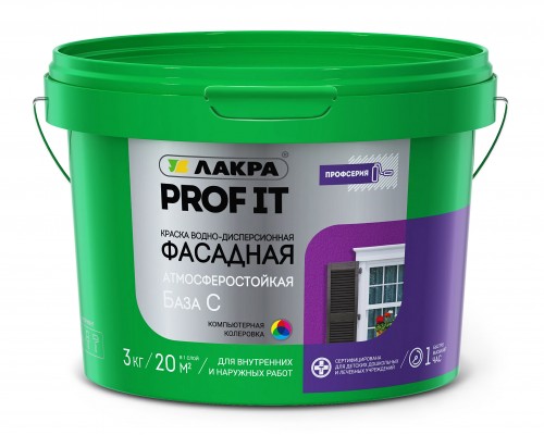 Краска фасадная Лакра PROF IT База С Б/цв 3 кг