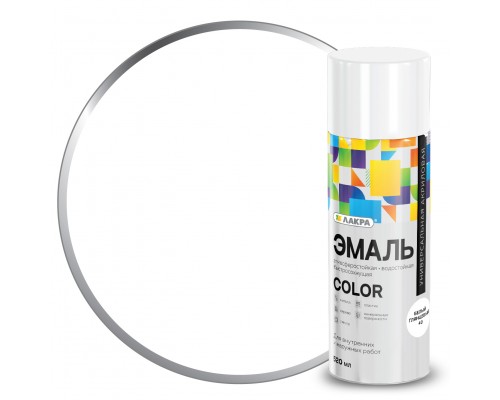 Эмаль аэроз.Лакра Color универ. Белый глянц. 40