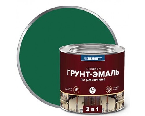 Грунт-эмаль 3 в 1 PROREMONTT зеленая 1,7 кг